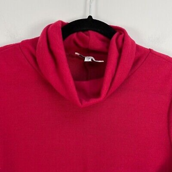 Tash + Sophie Womens Size Large Dress Red Stretch Turtleneck Peplum Long Sleeve - Picture 2 of 6
